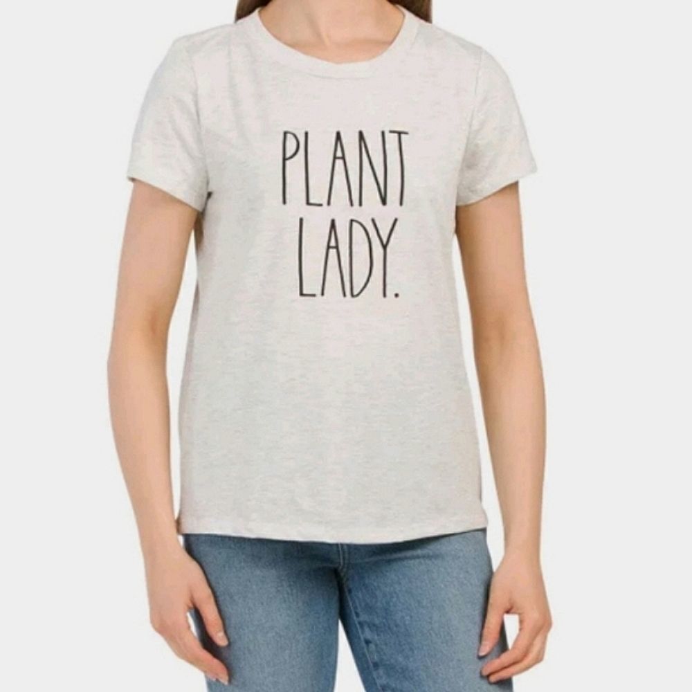 Rae Dunn Plant Lady Tee Shirt Heathered Gray Size Small NEW